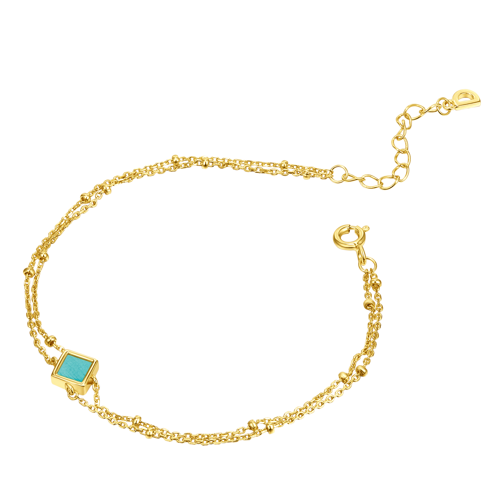 Double-Layered Bracelet with Green Turquoise