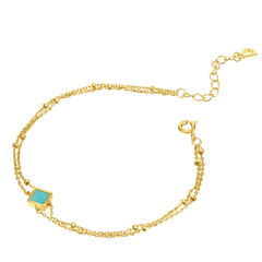 Double-Layered Bracelet with Green Turquoise