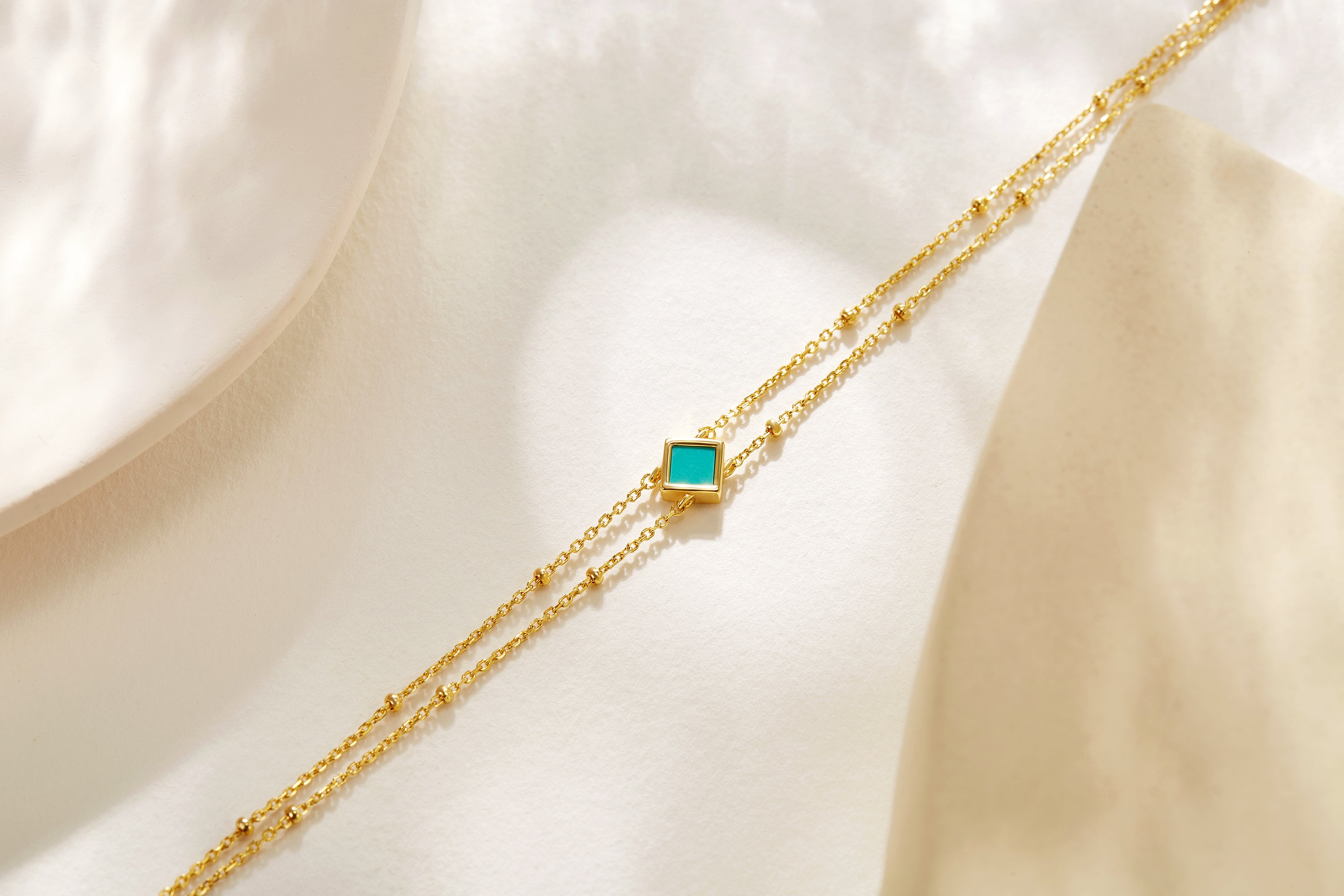 Double-Layered Bracelet with Green Turquoise