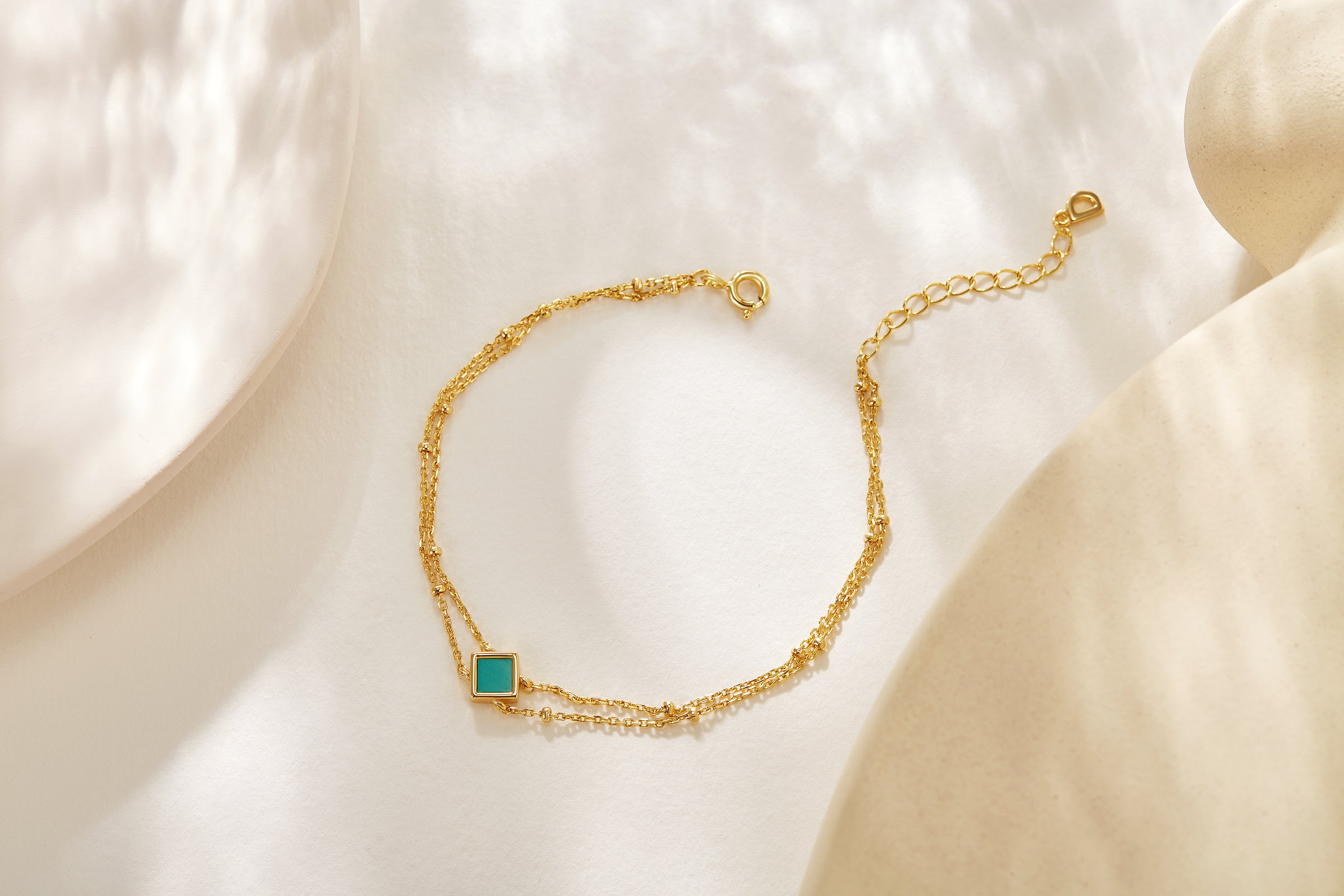 Double-Layered Bracelet with Green Turquoise