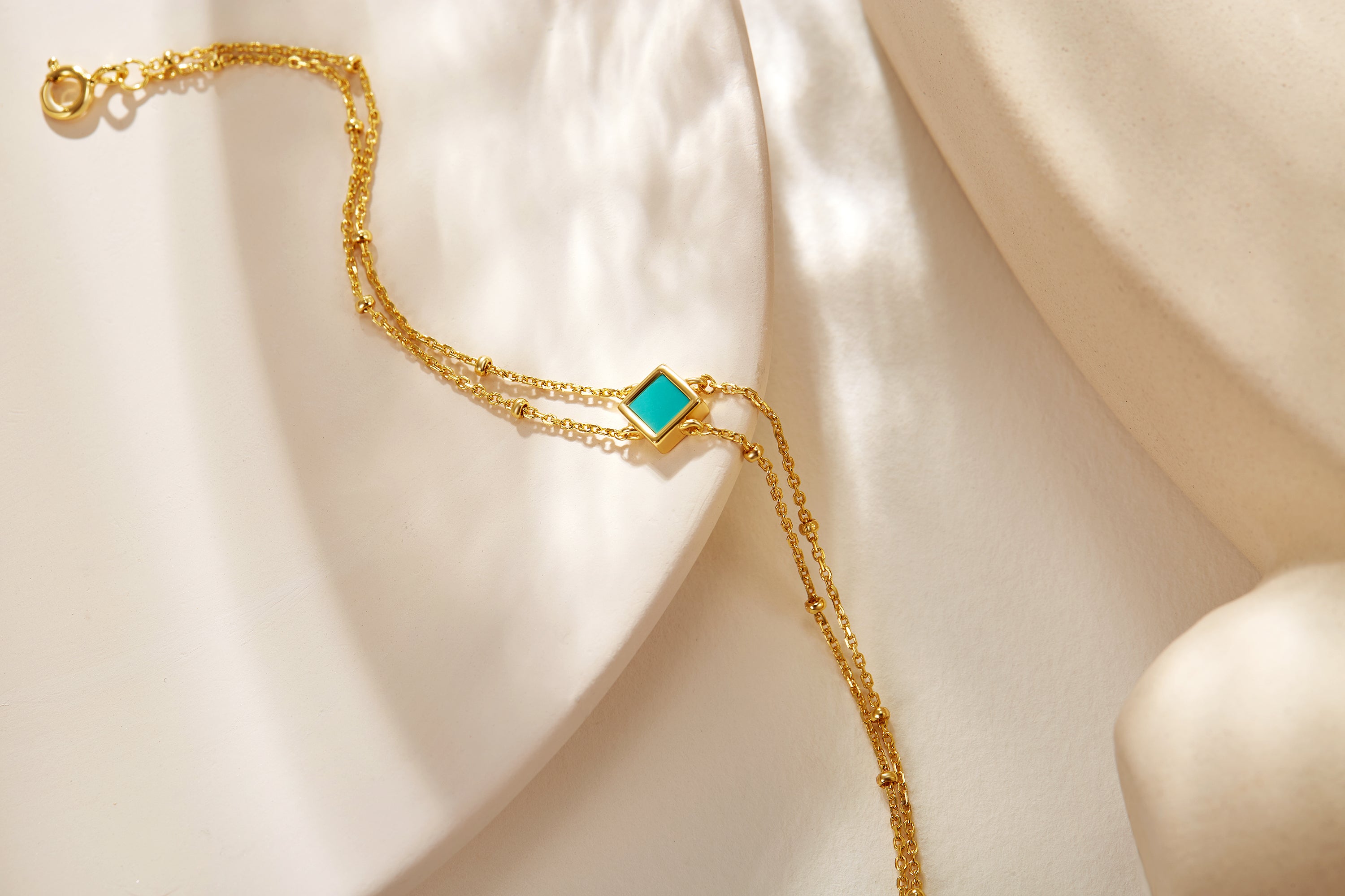 Double-Layered Bracelet with Green Turquoise