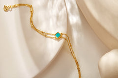 Double-Layered Bracelet with Green Turquoise