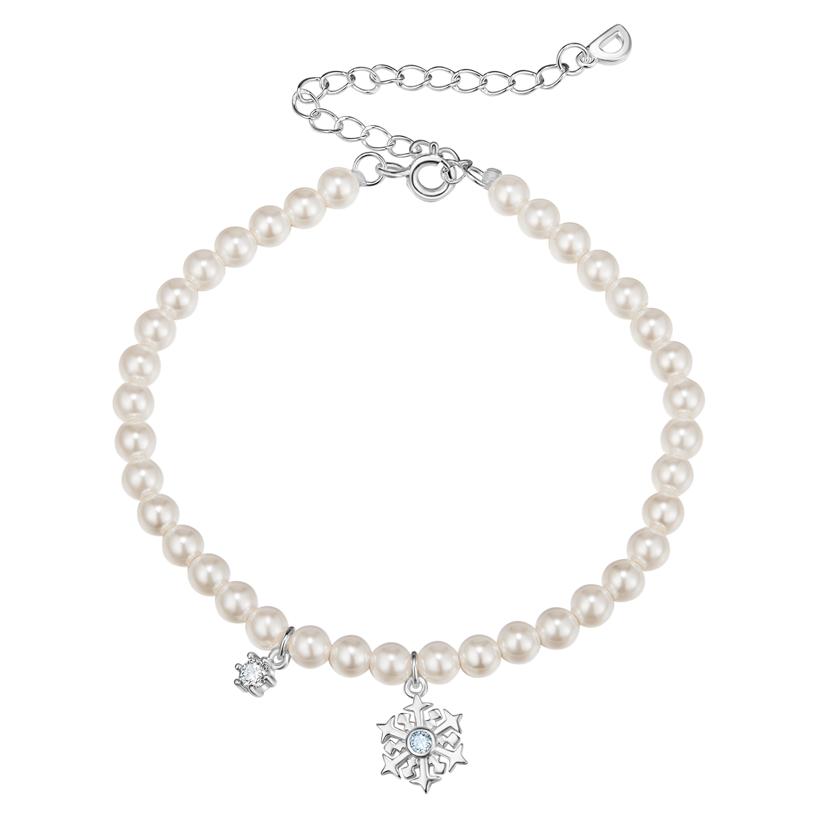 Snowflake Pearl Silver Bracelet