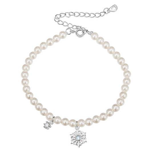 Snowflake Pearl Silver Bracelet