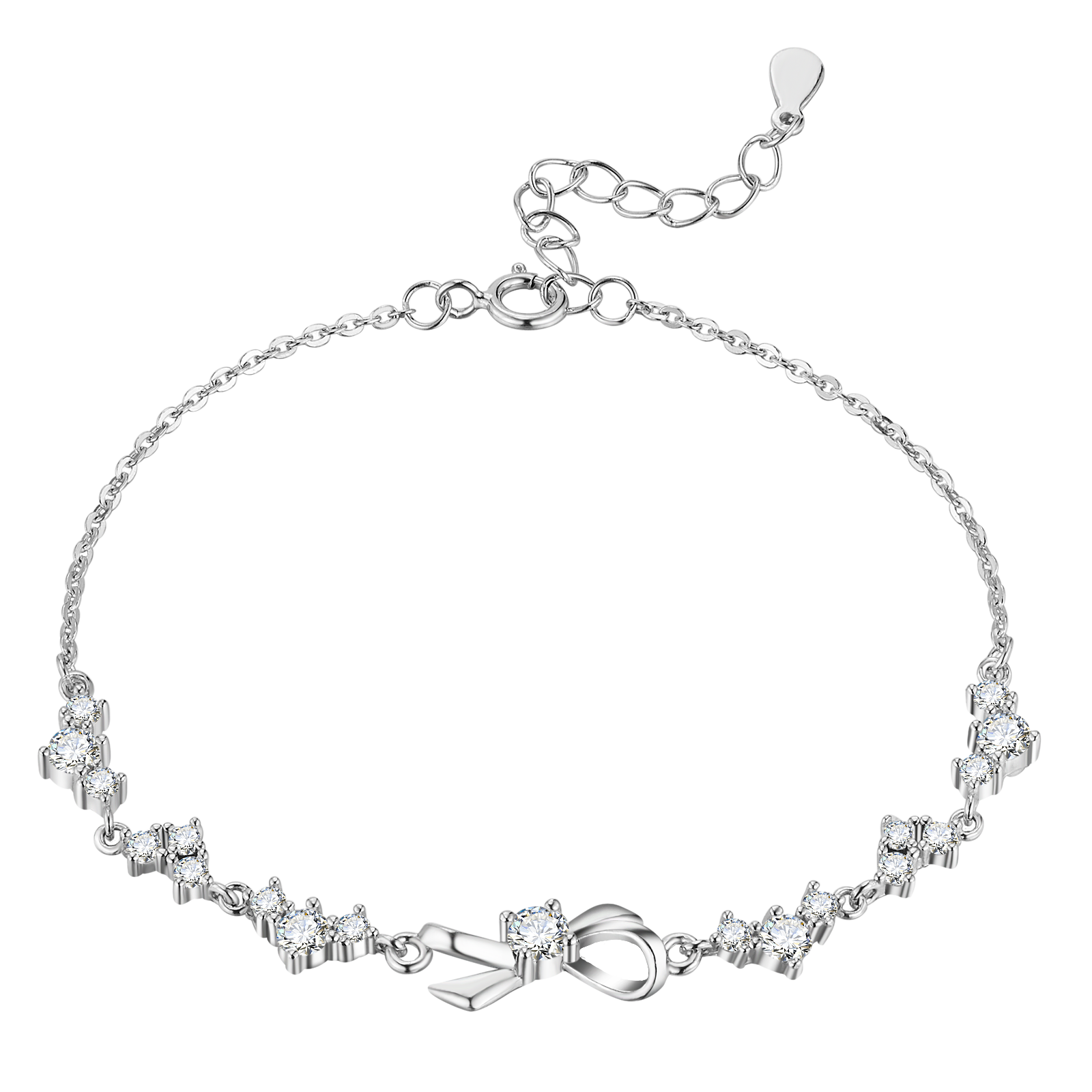 Delicate 999 Sterling Silver CZ Bracelet