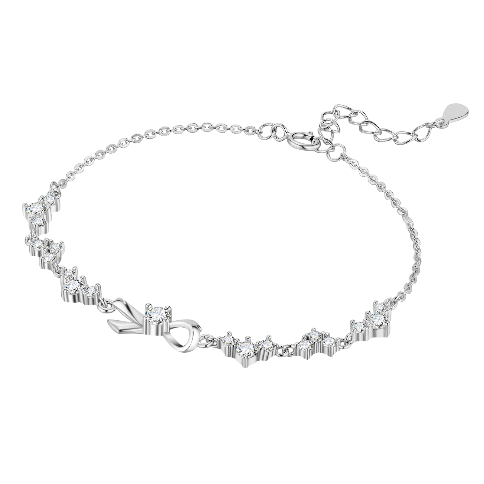 Delicate 999 Sterling Silver CZ Bracelet