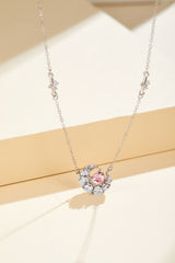 Lunar Love: Sterling Silver Crescent Moon and Heart Necklace