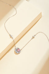 Lunar Love: Sterling Silver Crescent Moon and Heart Necklace