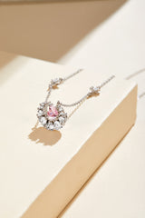 Lunar Love: Sterling Silver Crescent Moon and Heart Necklace