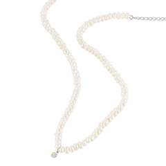 Freshwater Pearl (Flat) Necklace with Daisy Pendant