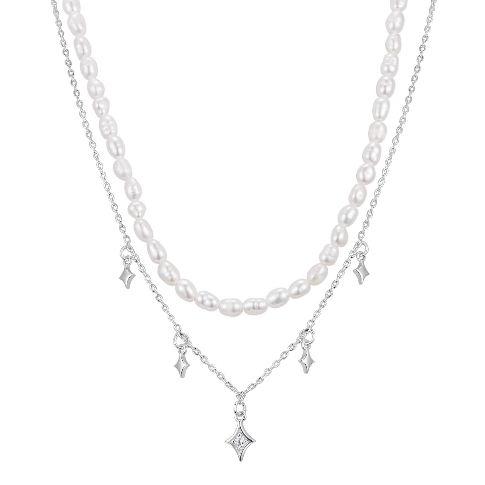 Layered Freshwater Pearl and Sterling Silver Necklace