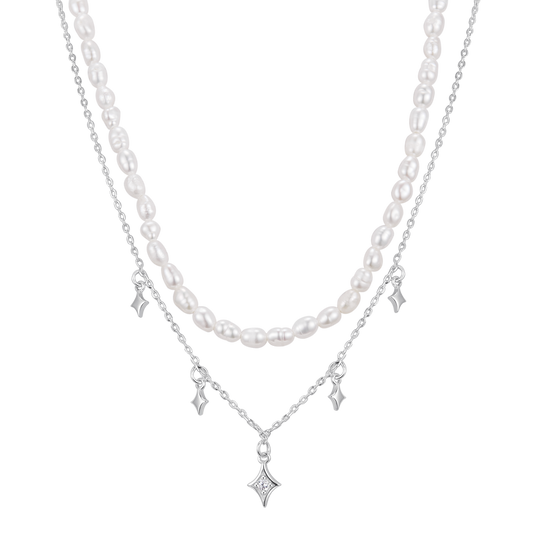 Layered Freshwater Pearl and Sterling Silver Necklace