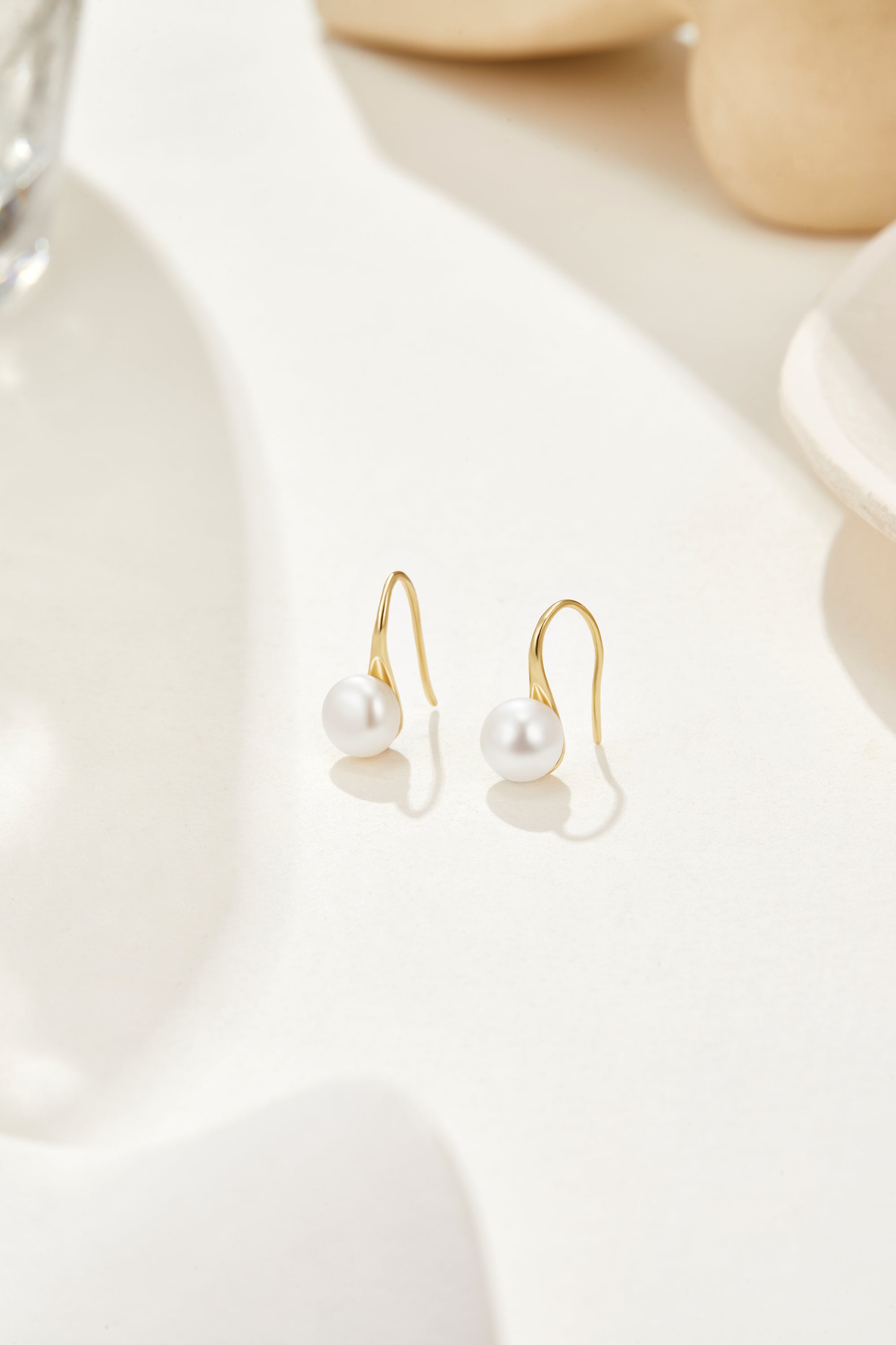 Shimmering Pearl and Gold Earrings