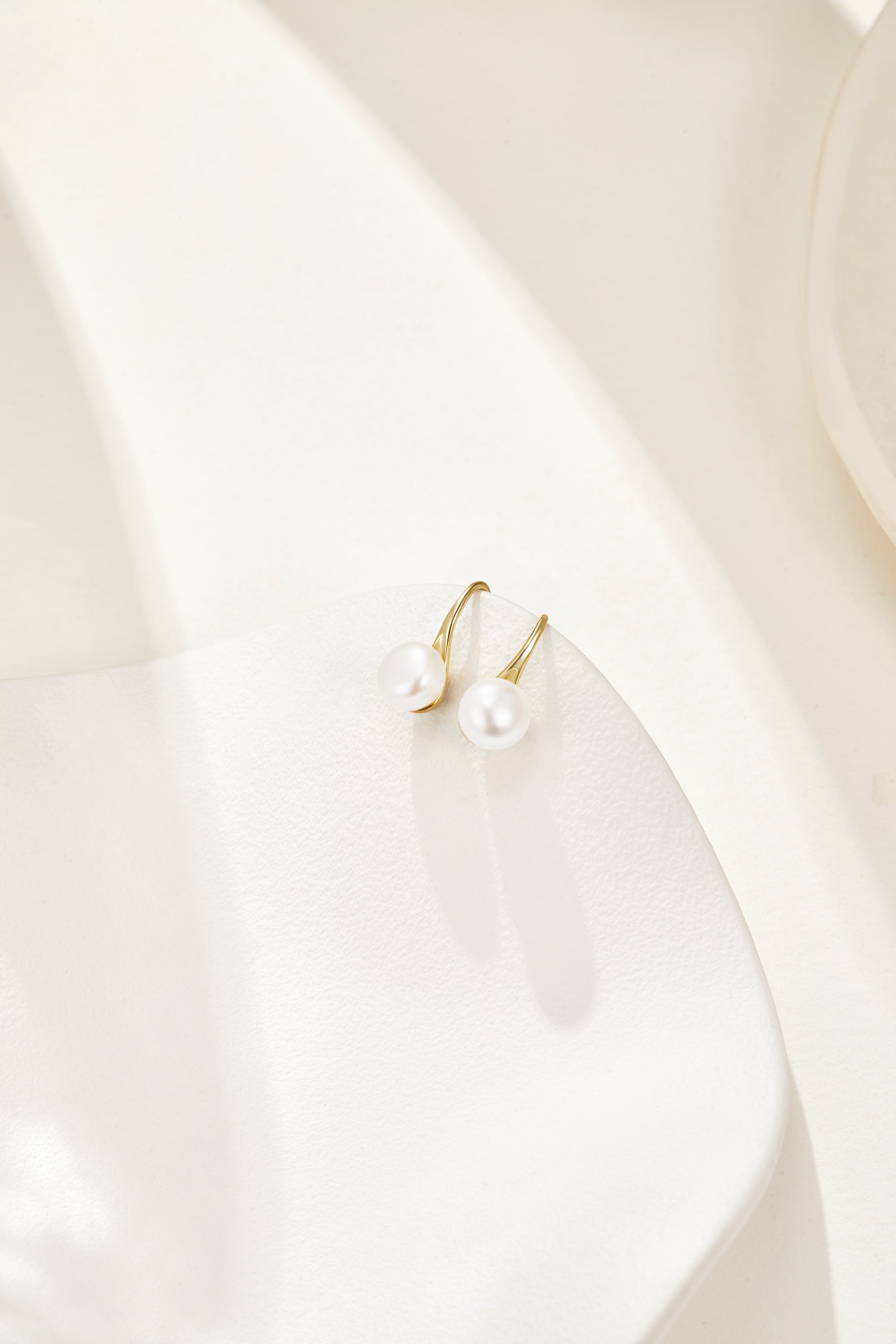 Shimmering Pearl and Gold Earrings