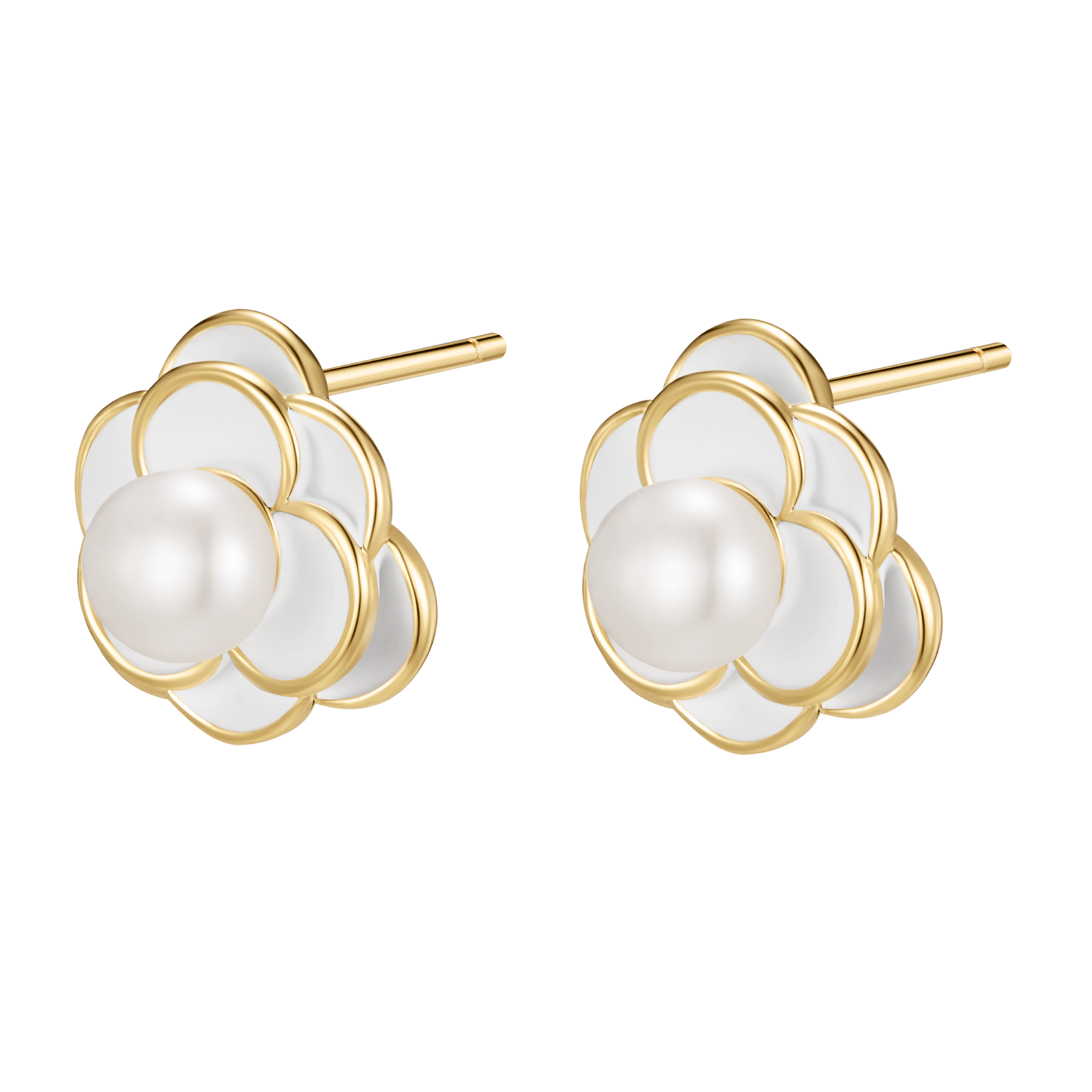 Luminous Freshwater Pearl Stud Earrings with Delicate Silver Accents