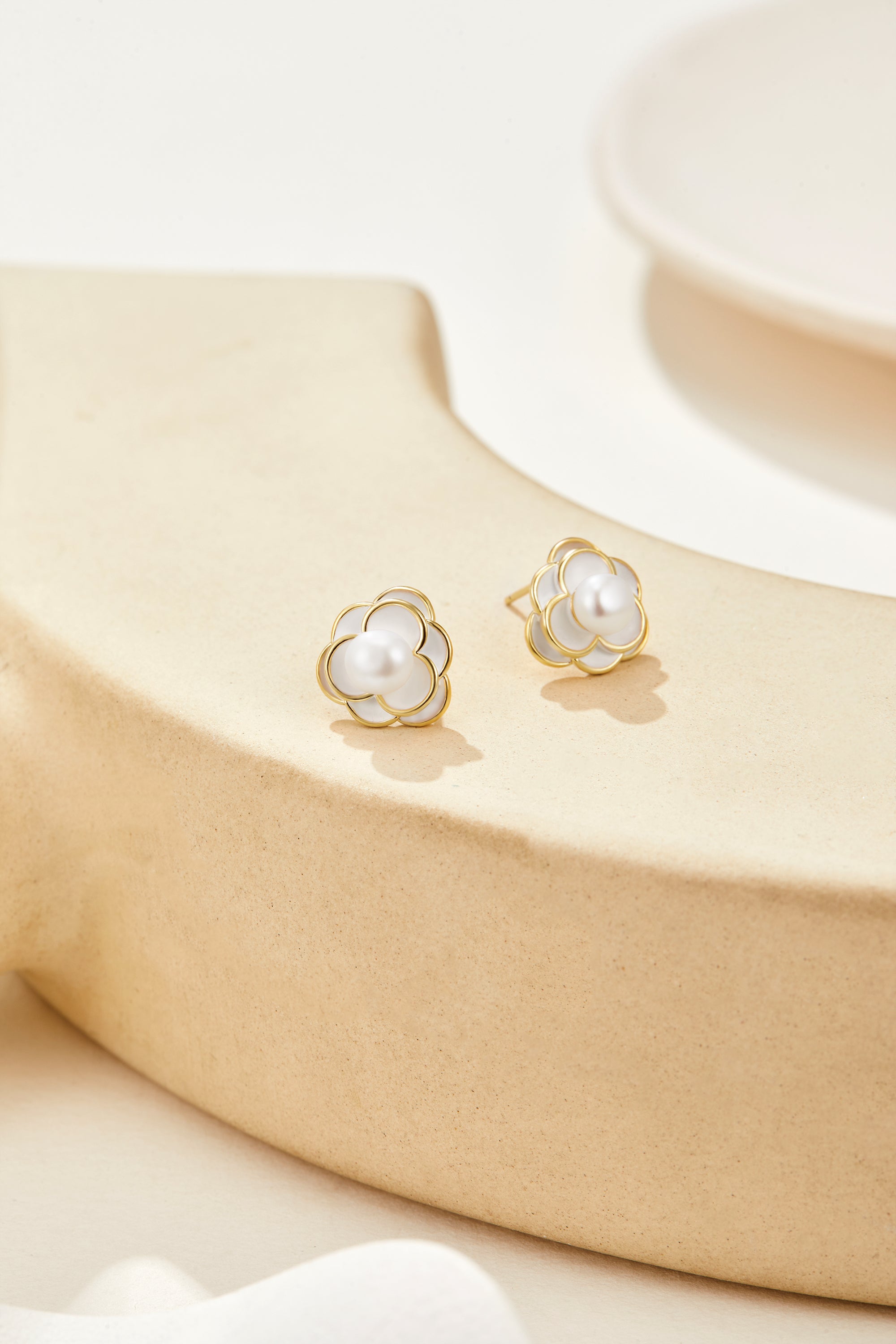 Luminous Freshwater Pearl Stud Earrings with Delicate Silver Accents