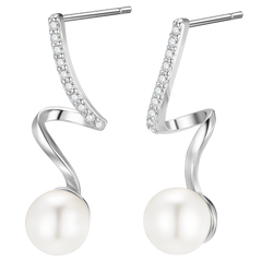 Delicate Hoops with Luminous Pearls and Sparkling Zirconia