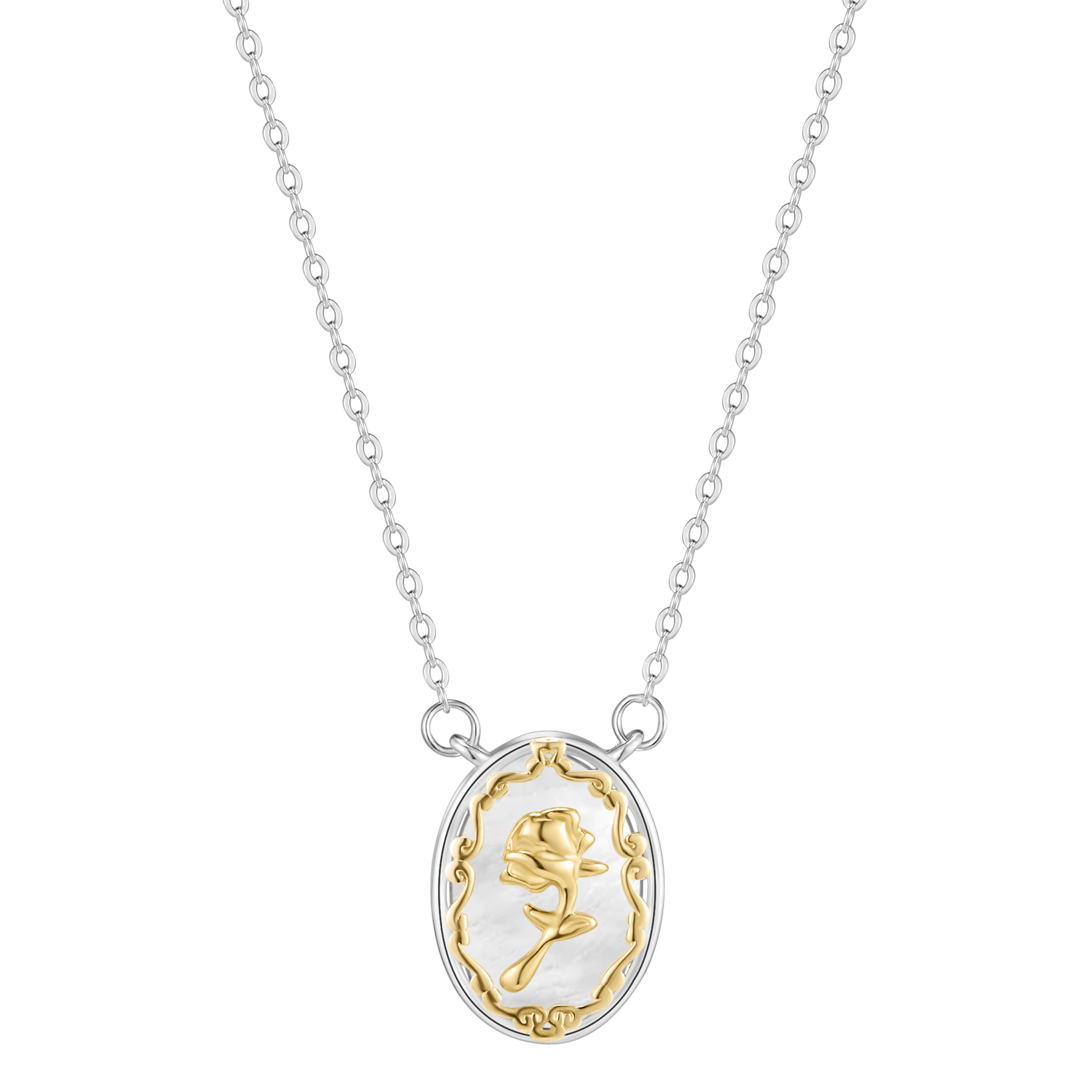 Shell Elliptical Rose Flower Necklace