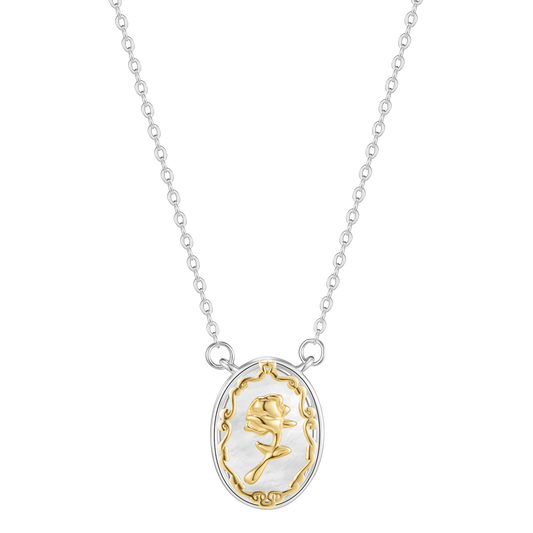 Shell Elliptical Rose Flower Necklace