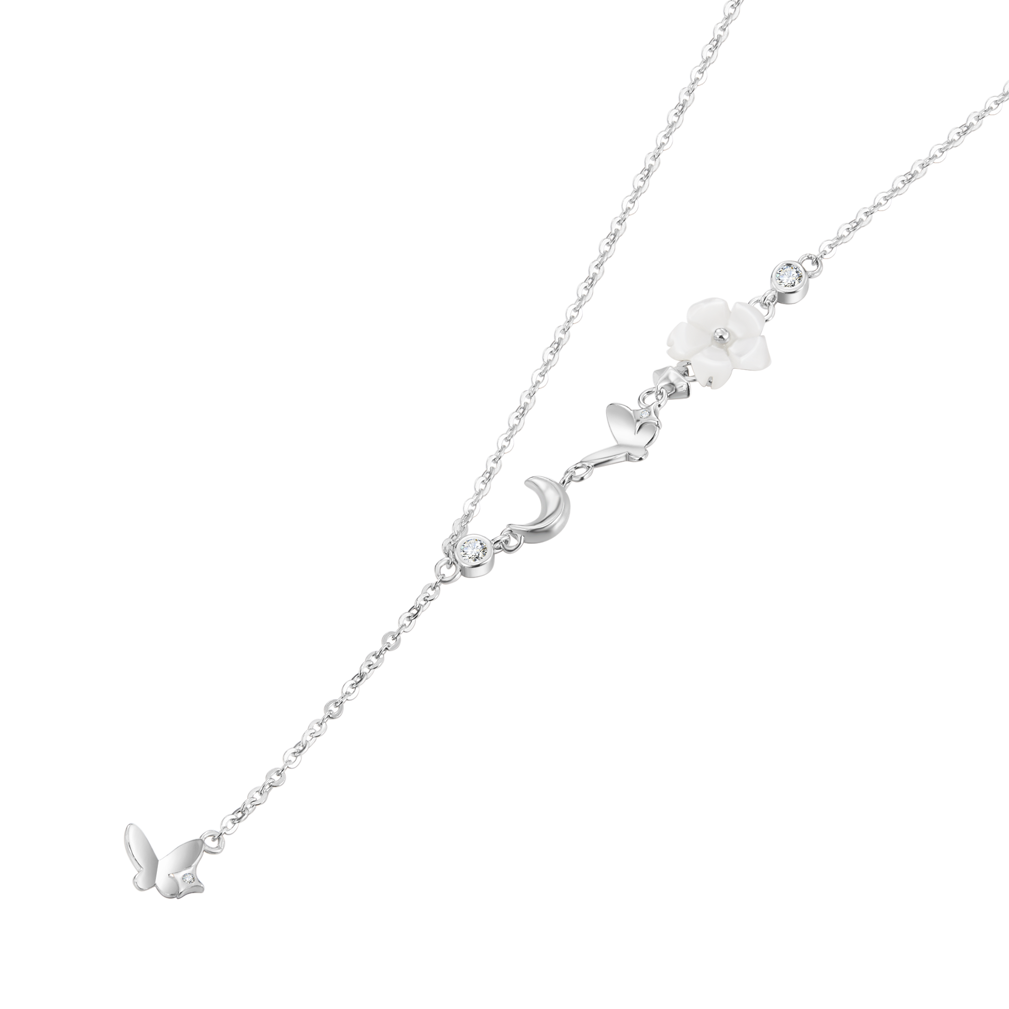 Delicate Pearl Pendant Necklace with Sparkling Cubic Zirconia