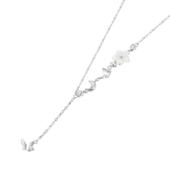 Delicate Pearl Pendant Necklace with Sparkling Cubic Zirconia