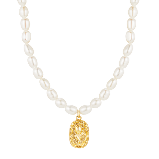 Delicate Freshwater Pearl Necklace with Coin Pendant