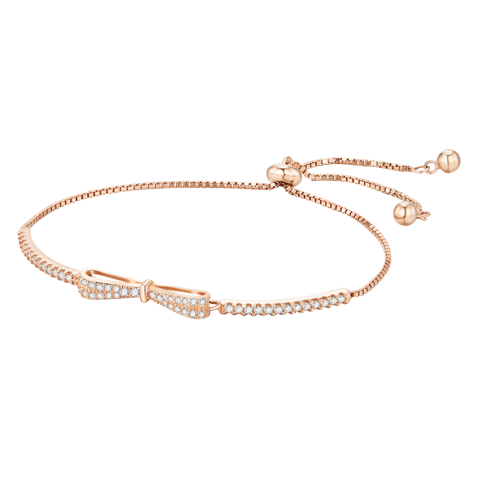 Rose Gold Cubic Zirconia Adjustable Bracelet