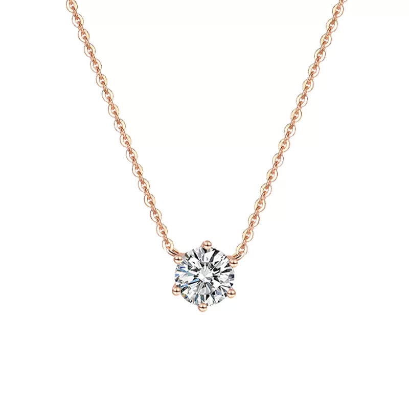 18K Rose Gold Pendant Necklace with 0.3 Carat Lab-Created Diamond