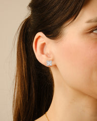 Delicate Sterling Silver Pear-Cut CZ Flower Stud Earrings