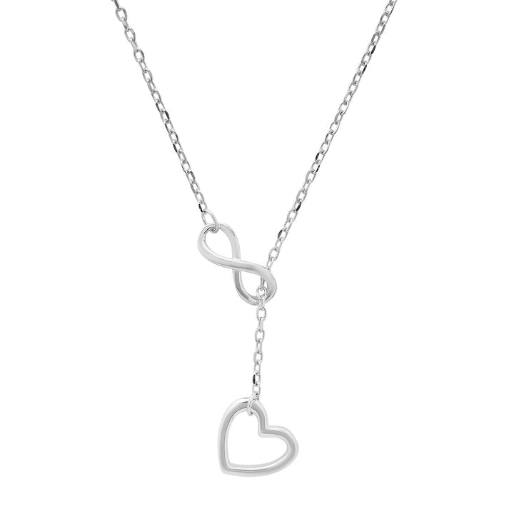 Delicate Sterling Silver Infinity Heart Y Necklace