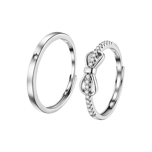 Butterfly Knot Couple Rings in Sterling Silver