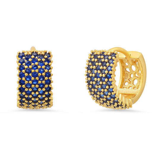 Embrace Emerald Elegance: 18K Gold Plated Brass Simulated Diamond Huggie Earrings