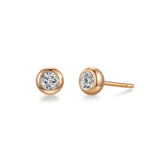 18K Gold Stud Earrings with Lab-Created Diamond