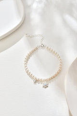Snowflake Pearl Silver Bracelet