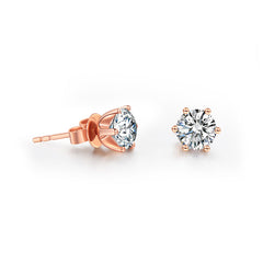 18K Rose Gold Stud Earrings with 0.5 Carat Lab-Created Diamond