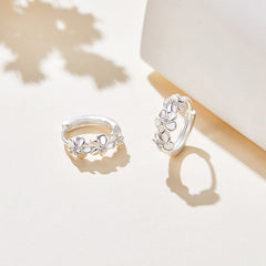Delicate Elegance: Cherry Blossom Hoop Earrings in Sterling Silver