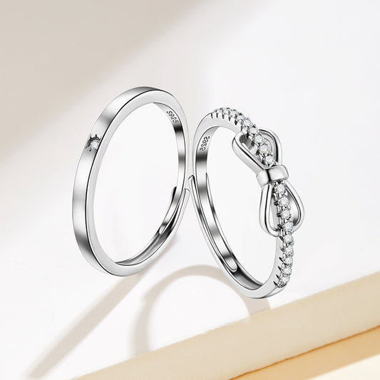 Butterfly Knot Couple Rings in Sterling Silver