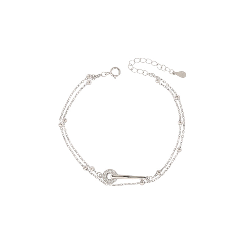 Adjustable Silver Bracelet with Cubic Zirconia