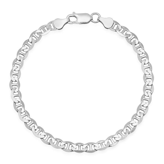 Italian-Made Sterling Silver Thick Mariner Chain Bracelet for Men (8.5")