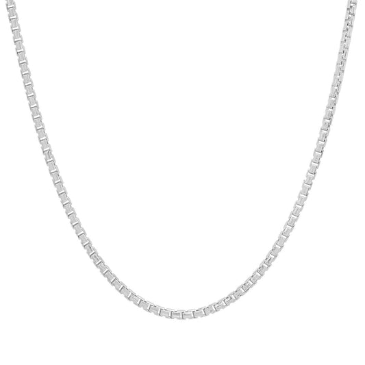 Sterling Silver Italian Unisex Round Box Chain - 18"-24" Made in Italy