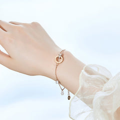 Rose Gold Roman Numeral Bracelet with Crystals | Titanium Steel, Adjustable Length, Summer Sale