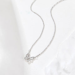 Fluttering Enchantment: Sterling Silver Butterfly Necklace with Cubic Zirconia