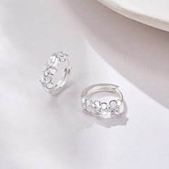 Delicate Elegance: Cherry Blossom Hoop Earrings in Sterling Silver