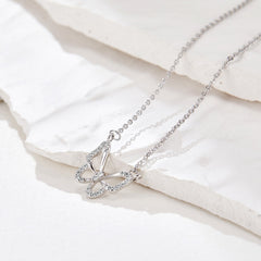 Fluttering Enchantment: Sterling Silver Butterfly Necklace with Cubic Zirconia