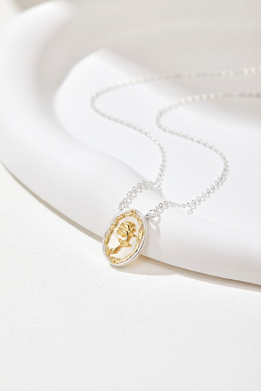 Shell Elliptical Rose Flower Necklace