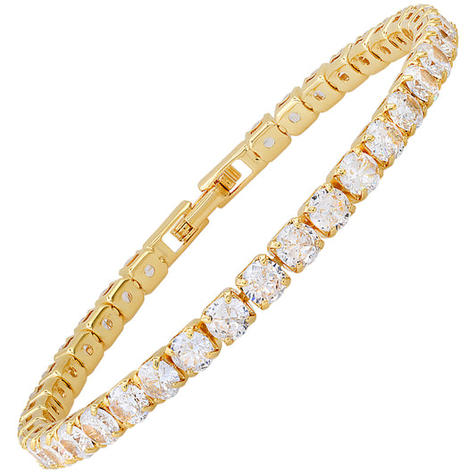 Classic Touch: 18K Yellow Gold Plated Brass Tennis Bracelet