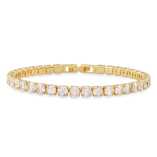 Classic Touch: 18K Yellow Gold Plated Brass Tennis Bracelet
