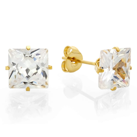 Classic Elegance: 18K Gold Plated Simulated Diamond Stud Earrings