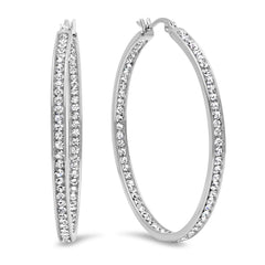 Sparkling Elegance: Ladies' Stainless Steel Inside-Out Simulated Diamond Hoop Earrings (Available in Black, Gold, Rose Gold, and White)