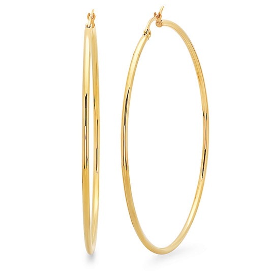 Elegant Arcs: 18K Gold Plated Stainless Steel Hoop Earrings (50mm or 60mm)